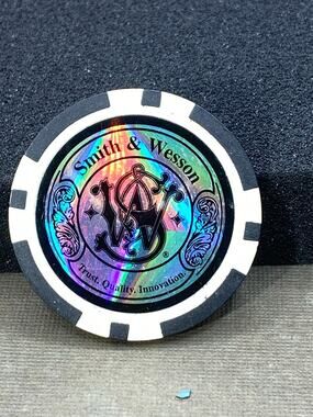Smith & Wesson Black Poker Chip Golf Ball Marker - Hologram Type Finish